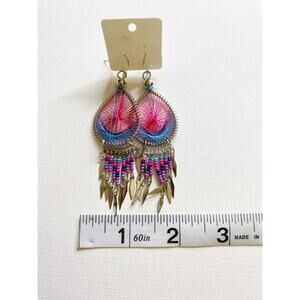 Earrings pink and blue dangles